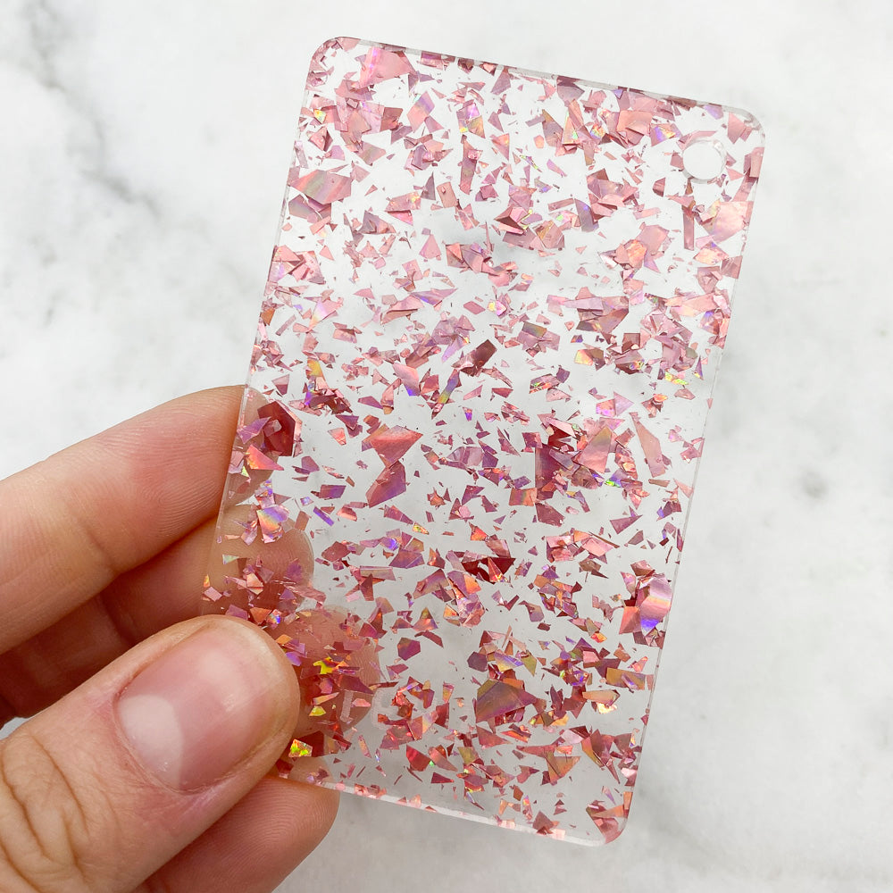 Acrylique 3 mm – Transparent Disco Chunky Shards Glitter – Or rose 