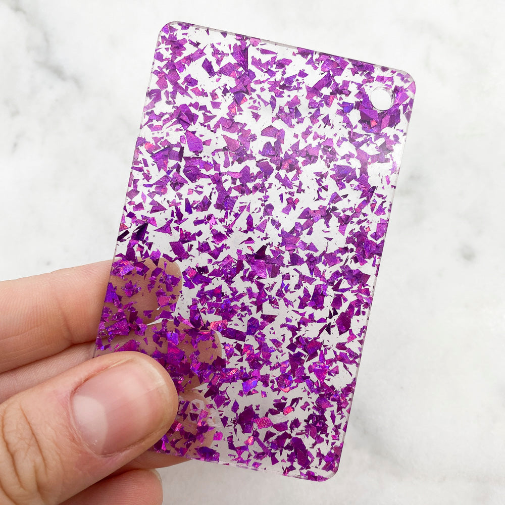 Acrylique 3 mm – Transparent Disco Chunky Shards Glitter – Violet 