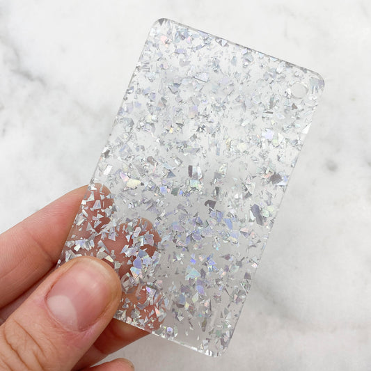 Acrylique 3mm - Clear Disco Chunky Shards Glitter - Hologramme argenté 