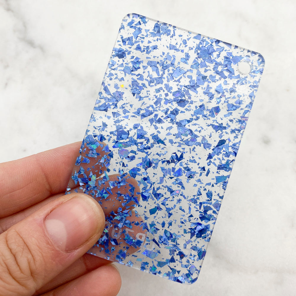 Acrílico de 3 mm - Brillo de fragmentos gruesos de discoteca transparente - Azul 