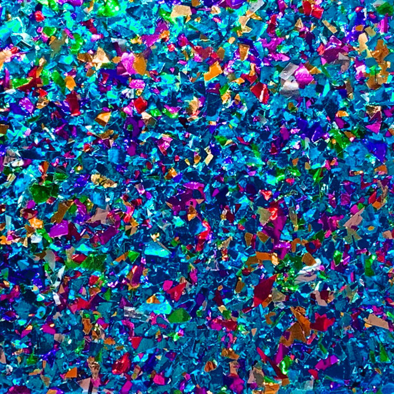 4mm Acrylic - Festival Confetti Glitter - Blue Rainbow