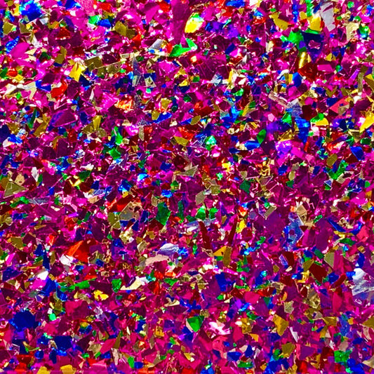 4mm Acrylic - Festival Confetti Glitter - Magenta Pink Rainbow