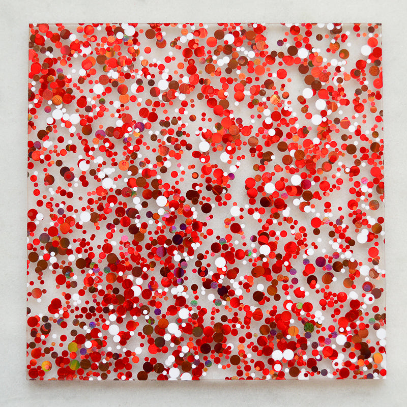 Acrylique 3 mm – Confettis à paillettes de fête – Rouge/blanc (228) 