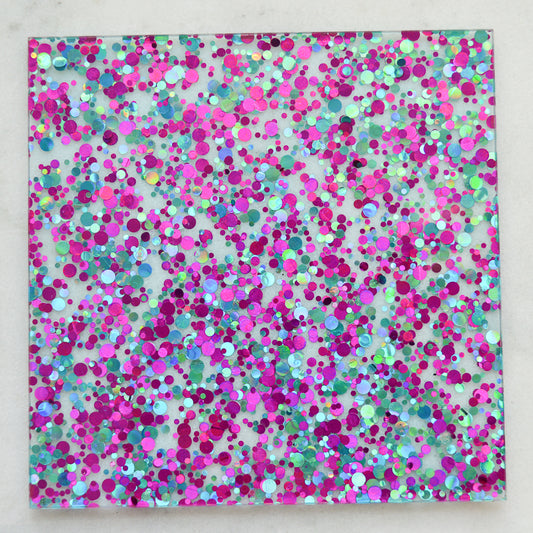 Acrylique 3 mm - Party Sequin Confetti Glitter - Cyan/ rose magenta (216) 