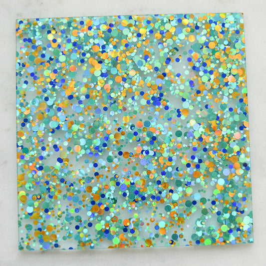 Acrylique 3mm - Party Sequin Confetti Glitter - Or/ turquoise/ bleu (227) 