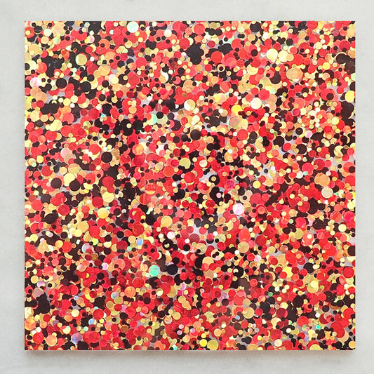 Acrylique 3 mm – Confettis à paillettes de fête – Rouge/noir/or (225) 
