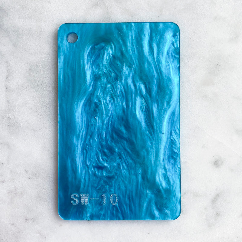 Acrylique 3 mm - Marbre nacré - Bleu vif (SW10)