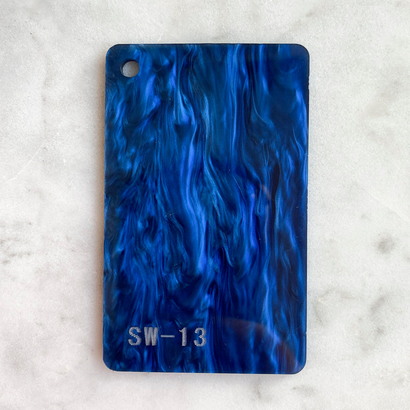 Acrílico de 3 mm - Mármol perlado - Azul denim (SW13)