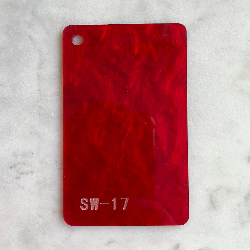Acrylique 3 mm - Marbre nacré - Rouge cerise (SW17)