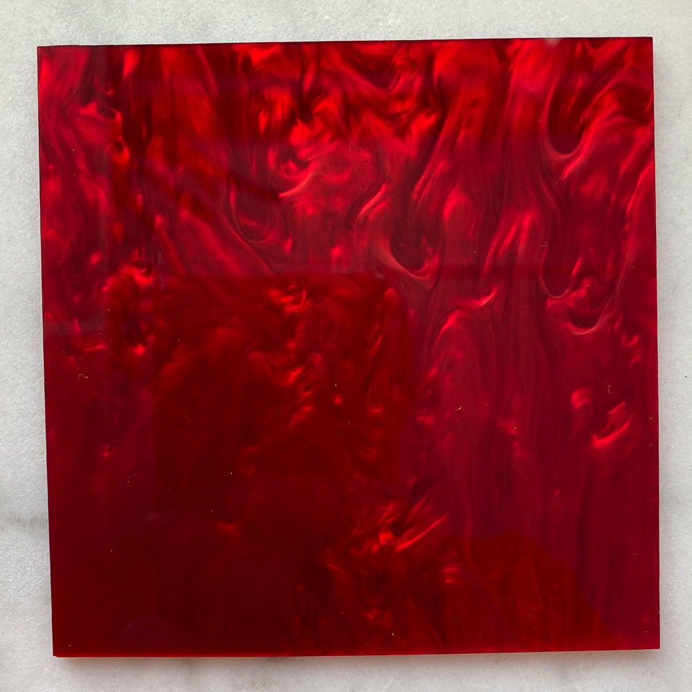 Acrylique 3 mm - Marbre nacré - Rouge cerise (SW17)