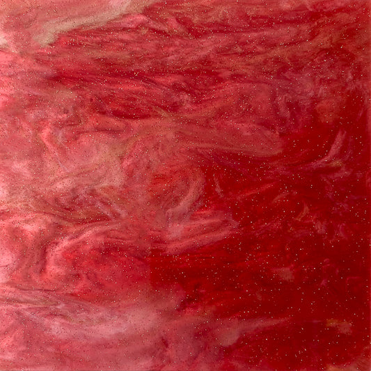Acrylique 3 mm - Marbre pailleté Shimmer Swirl - Rouge rosé