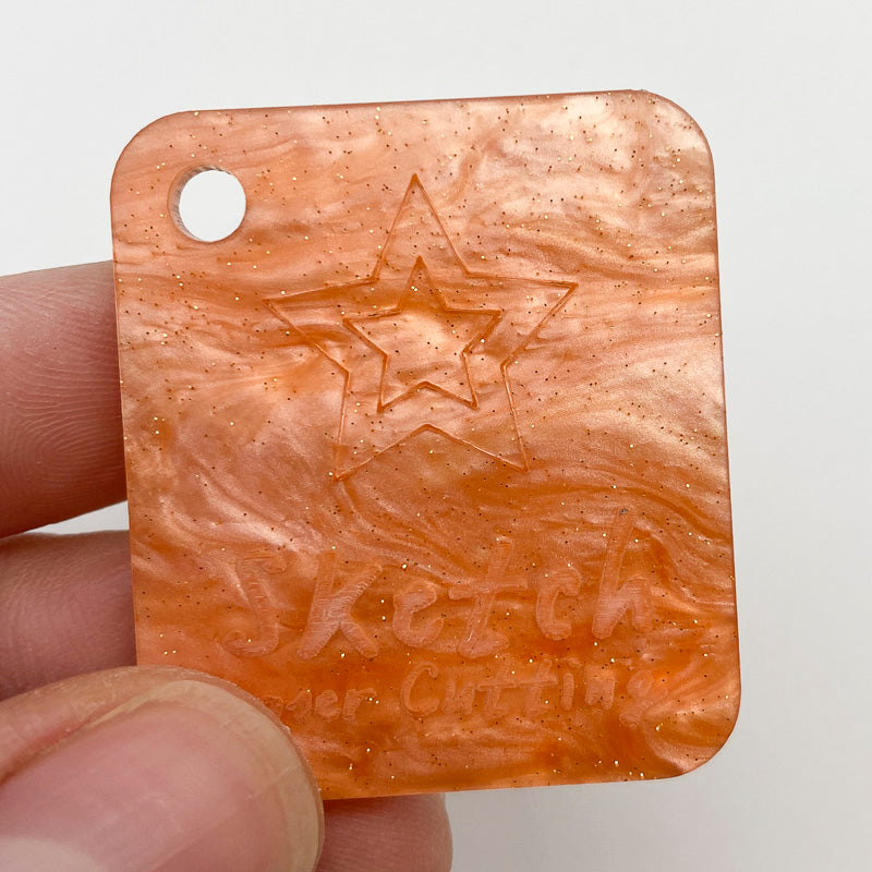Acrylique 3 mm - Marbre pailleté Shimmer Swirl - Orange