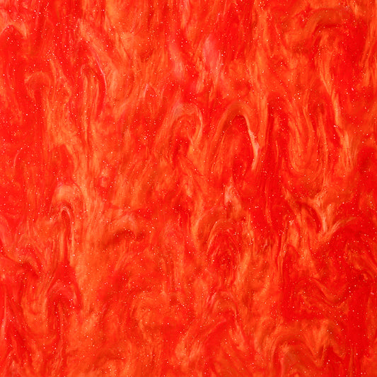 Acrílico de 3 mm - Mármol brillante remolino brillante - Rojo anaranjado ardiente