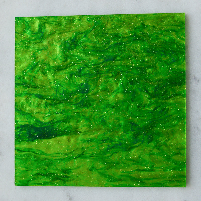 Acrílico de 3 mm - Mármol brillante remolino brillante - Verde hierba