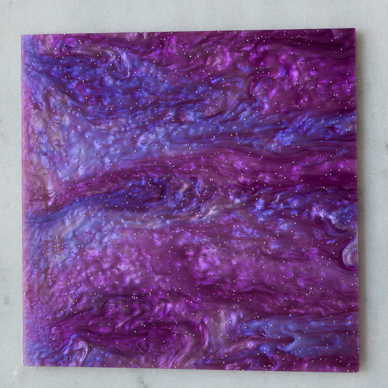 Acrílico de 3 mm - Mármol brillante remolino brillante - Púrpura lavanda