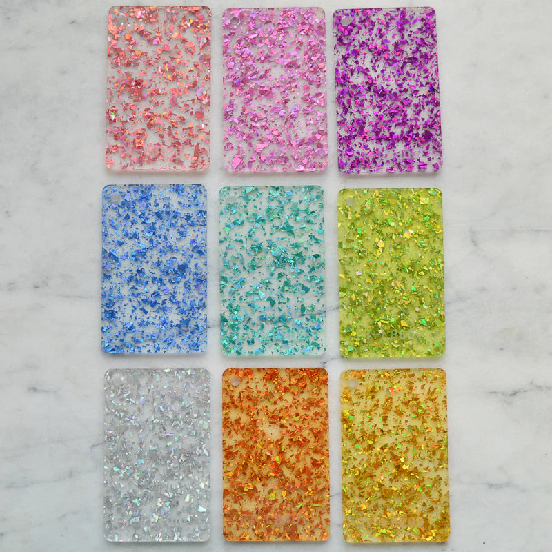 3mm Acrylic - Clear Disco Chunky Shards Glitter - Mixed Rainbow