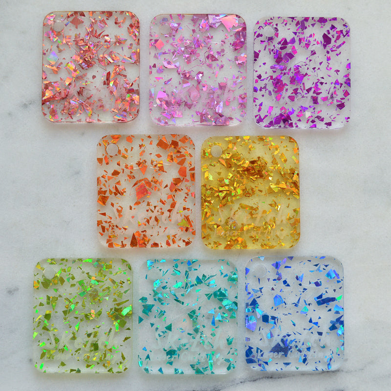 3mm Acrylic - Clear Disco Chunky Shards Glitter - Yellow Gold