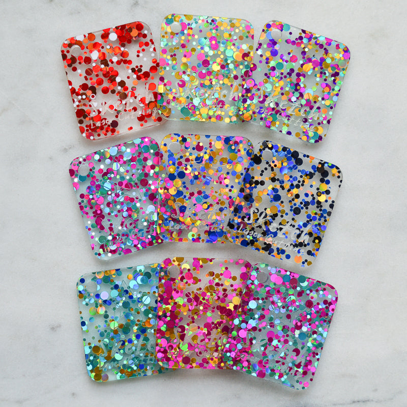 Acrylique 3 mm - Party Sequin Confetti Glitter - Cyan/ rose magenta (216) 