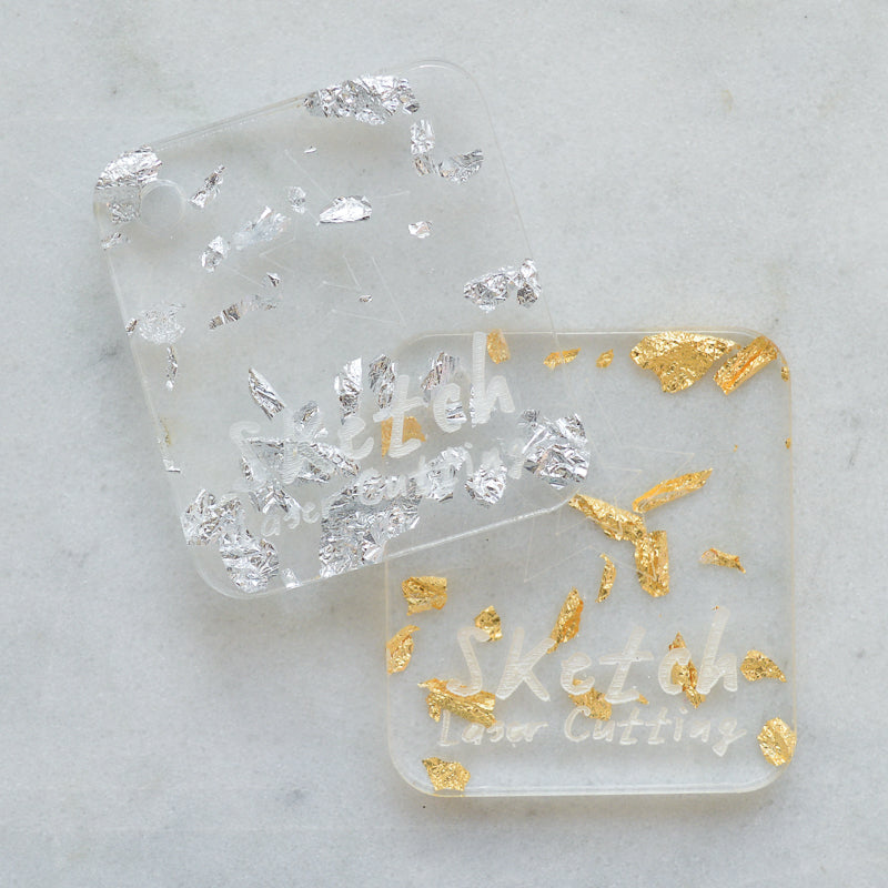 Conjunto de muestras de materiales: pan de plata y oro (x2 muestras)