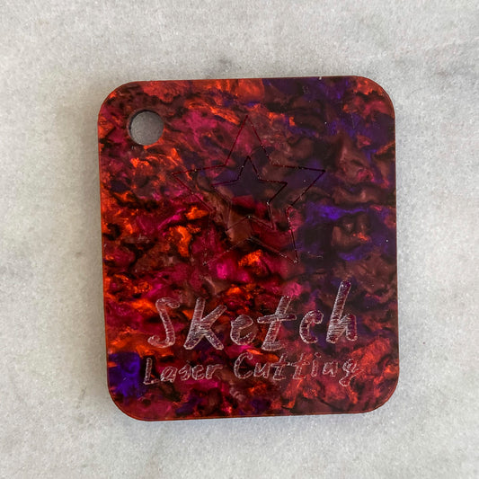 Celluloïd Abalone Shell Acrylique 3mm - Orange-Rouge CAS06