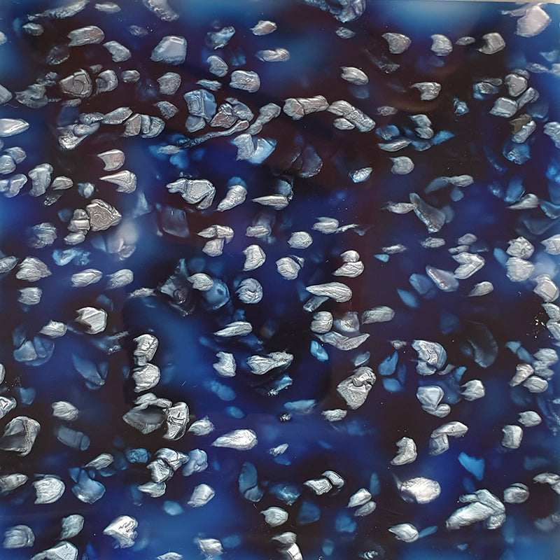 Acrylique 3 mm - Crème glacée aux cristaux de bonbons - Bleu profond, argent