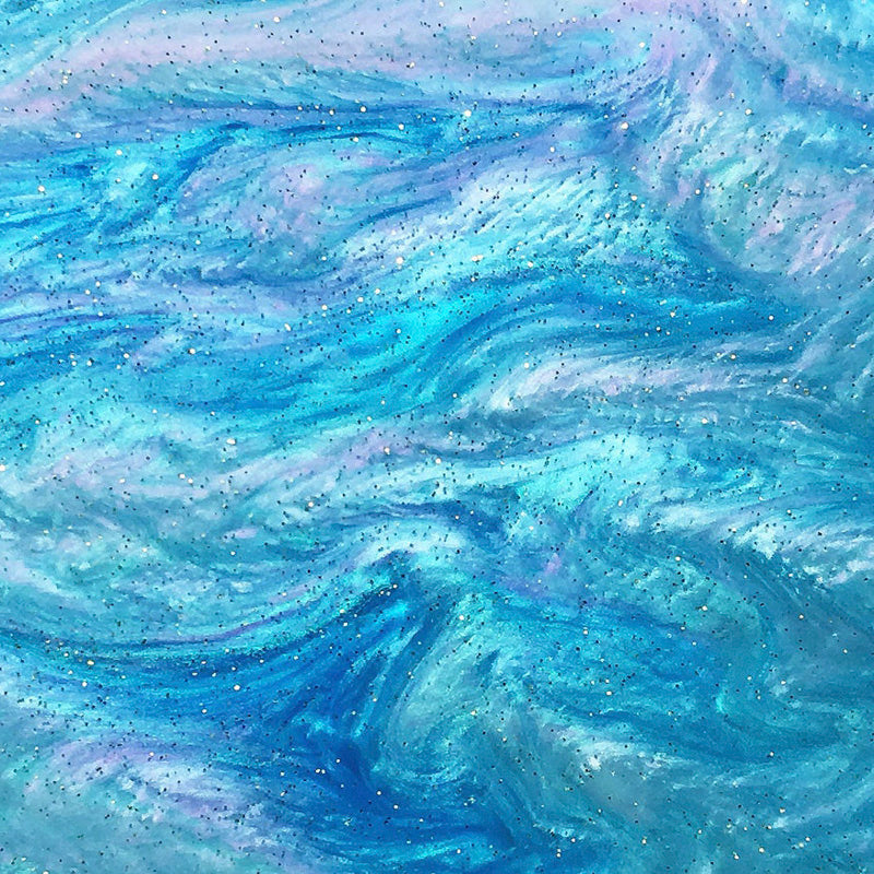 Acrylique 3 mm - Marbre scintillant scintillant - Bleu ciel