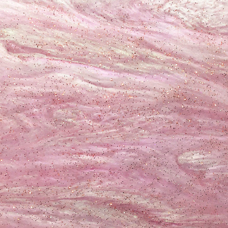 Acrylique 3 mm - Marbre pailleté Shimmer Swirl - Rose bébé