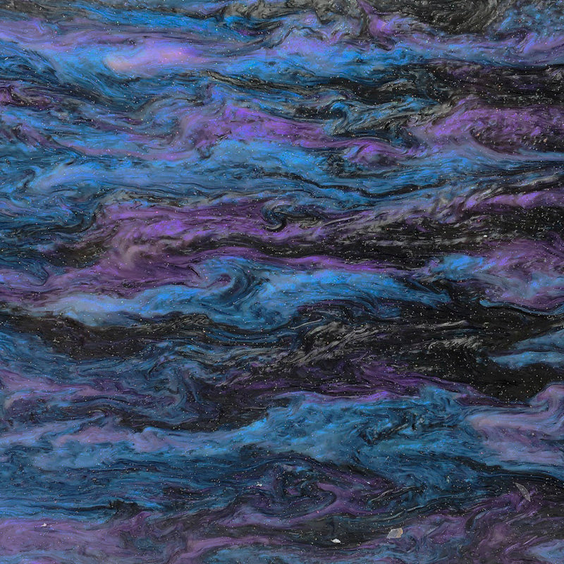 Acrylique 3mm - Shimmer Swirl Glittery Marble - Bleu ciel nocturne
