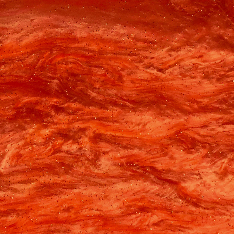 3mm Acrylic - Shimmer Swirl Glittery Marble - Burning Orange Red