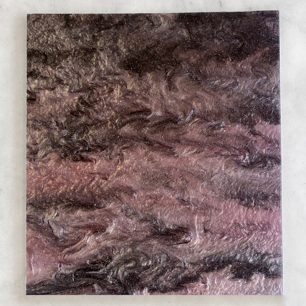 Acrylique 3 mm - Marbre pailleté Shimmer Swirl - Gris/Rose foncé