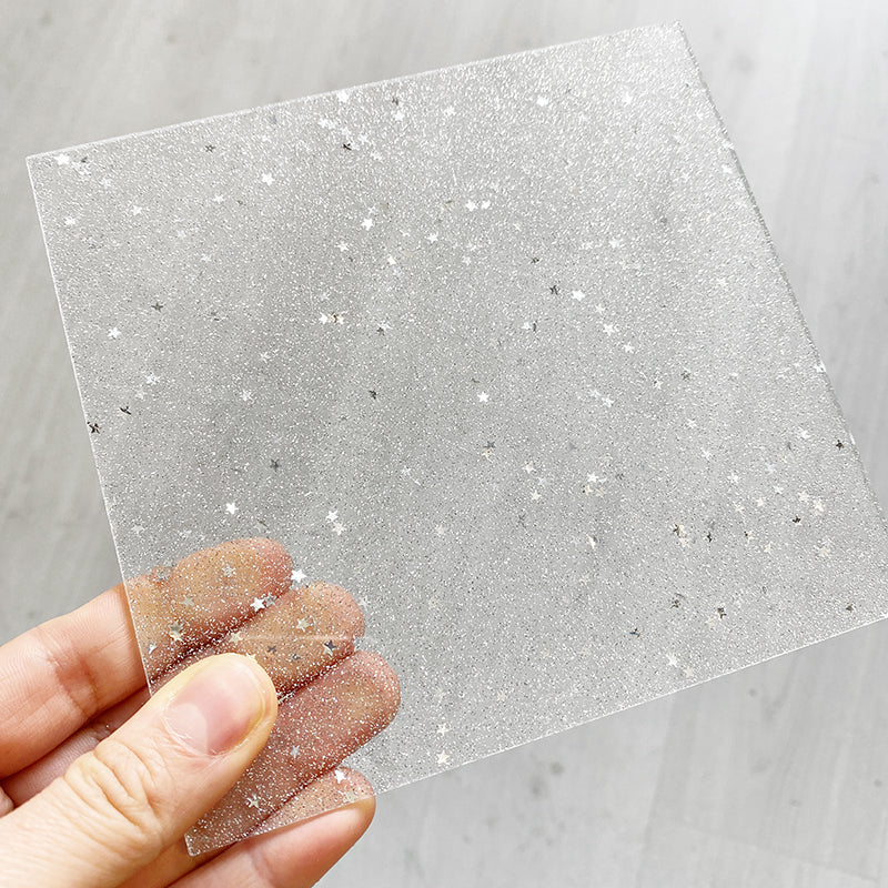 3mm Acrylic - Gossamer Silver Stars Sequin Confetti Glitter